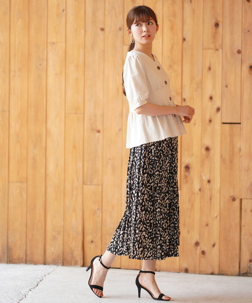 rps（アールピーエス）の「ウエストマーク5分袖ペプラムブラウス（シャツ/ブラウス・レディース・アイボリー/ベージュ/キャメル・M）」の6枚目の写真