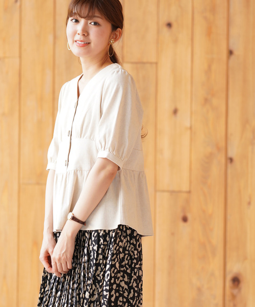 rps（アールピーエス）の「ウエストマーク5分袖ペプラムブラウス（シャツ/ブラウス・レディース・アイボリー/ベージュ/キャメル・M）」の11枚目の写真