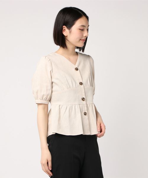 rps（アールピーエス）の「ウエストマーク5分袖ペプラムブラウス（シャツ/ブラウス・レディース・アイボリー/ベージュ/キャメル・M）」の9枚目の写真