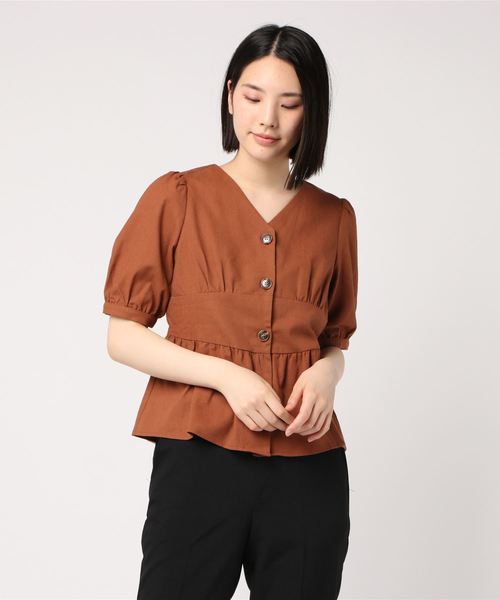 rps（アールピーエス）の「ウエストマーク5分袖ペプラムブラウス（シャツ/ブラウス・レディース・アイボリー/ベージュ/キャメル・M）」の7枚目の写真