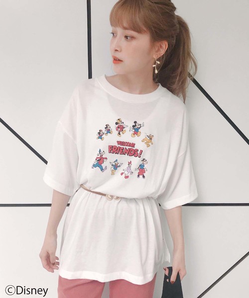 one after another NICE CLAUP（ワンアフターアナザーナイスクラップ）の「ミッキーマウス＆フレンズ/Tシャツ（Tシャツ/カットソー・レディース・オフホワイト/ブラック・FREE）」の2枚目の写真