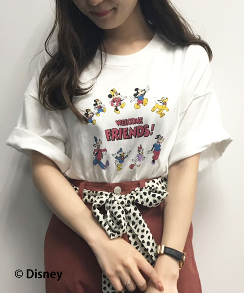 one after another NICE CLAUP（ワンアフターアナザーナイスクラップ）の「ミッキーマウス＆フレンズ/Tシャツ（Tシャツ/カットソー・レディース・オフホワイト/ブラック・FREE）」の10枚目の写真
