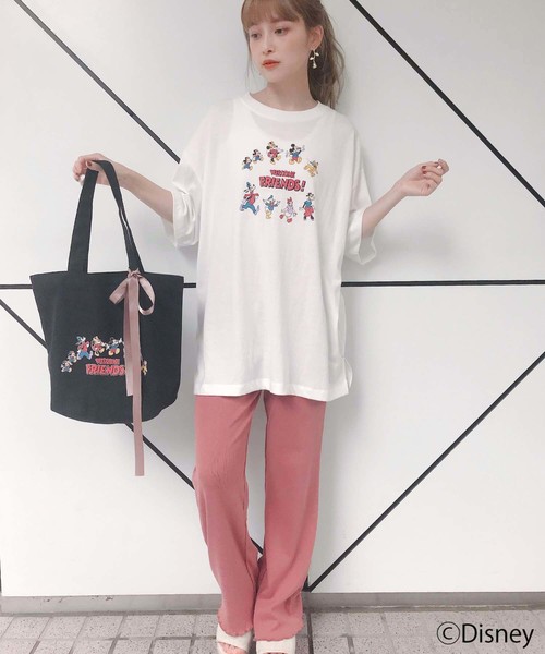 one after another NICE CLAUP（ワンアフターアナザーナイスクラップ）の「ミッキーマウス＆フレンズ/Tシャツ（Tシャツ/カットソー・レディース・オフホワイト/ブラック・FREE）」の17枚目の写真