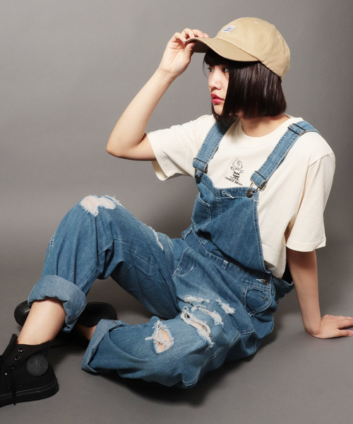 デニムブルー オーバーオール ダメージ加工 デニムブルー ダメージ加工オーバーオール - メルカリ