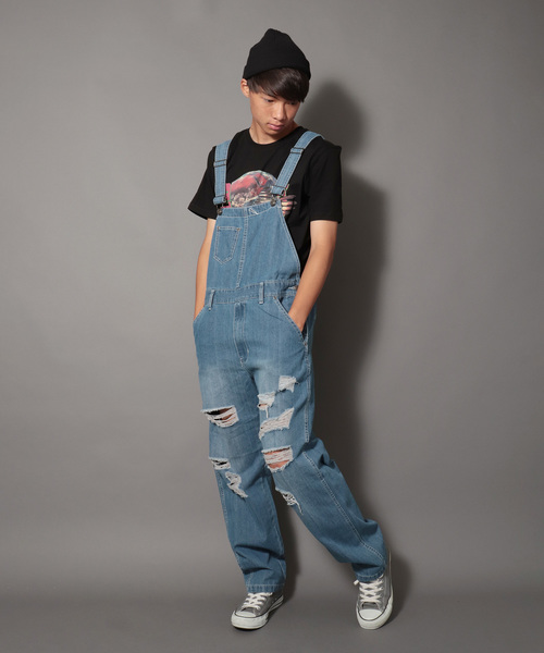 Jungle Storm(ジャングルストーム)の「【JUNGLE STORM】ダメージ加工オーバーオール(サロペット/オーバーオール・メンズ・ブルー/サックスブルー・FREE)」の6枚目の写真
