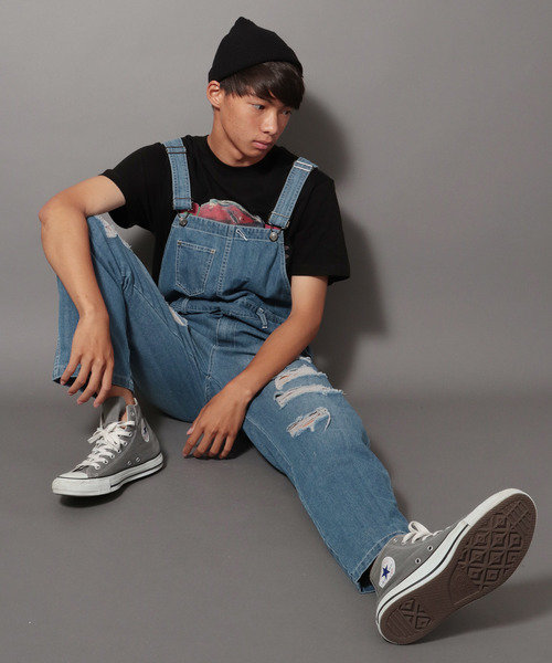 Jungle Storm(ジャングルストーム)の「【JUNGLE STORM】ダメージ加工オーバーオール(サロペット/オーバーオール・メンズ・ブルー/サックスブルー・FREE)」の7枚目の写真