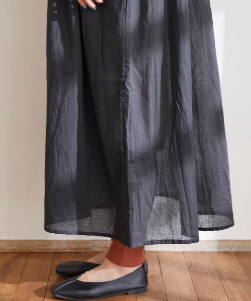 Chaco closet(チャコ クローゼット)の「インド綿キャンブリック バックプリーツ フレア シャツワンピース(ワンピース・レディース・ダークグリーン/パープル/レッド系その他/ストライプ/チャコール・M)」の12枚目の写真