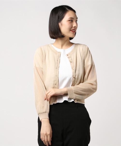 Luxe brille（リュクスブリエ）の「ラメ混ニットソー　カーデガン（カーディガン/ボレロ・レディース・ブラック/ベージュ/グレー・38）」の3枚目の写真