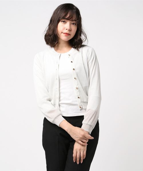 Luxe brille（リュクスブリエ）の「ラメ混ニットソー　カーデガン（カーディガン/ボレロ・レディース・ブラック/ベージュ/グレー・38）」の2枚目の写真