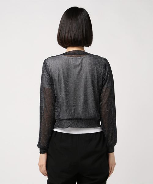 Luxe brille（リュクスブリエ）の「ラメ混ニットソー　カーデガン（カーディガン/ボレロ・レディース・ブラック/ベージュ/グレー・38）」の4枚目の写真