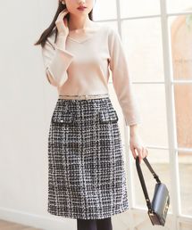 tocco closet | パール付きフラップツイードドッキングワンピース(ワンピース)