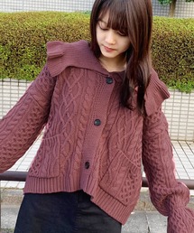 apres jour | フリル襟ニットカーディガン【ZOZOTOWN限定アイテム】(カーディガン/ボレロ)