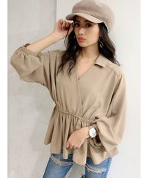 カシュクールペプラムトップス