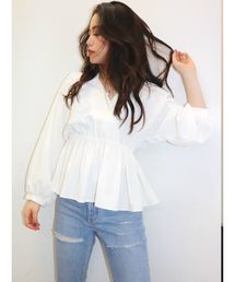 カシュクールペプラムトップス