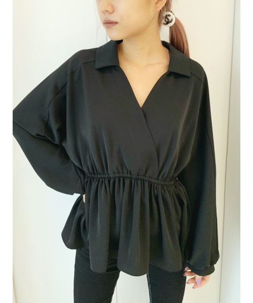 GYDA(ジェイダ)の「カシュクールペプラムトップス(シャツ/ブラウス・レディース・オフホワイト/ブラック/ベージュ・FREE)」の3枚目の写真