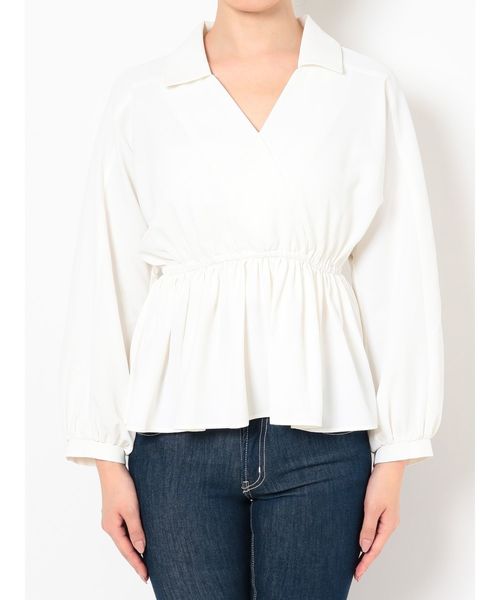 GYDA(ジェイダ)の「カシュクールペプラムトップス(シャツ/ブラウス・レディース・オフホワイト/ブラック/ベージュ・FREE)」の12枚目の写真