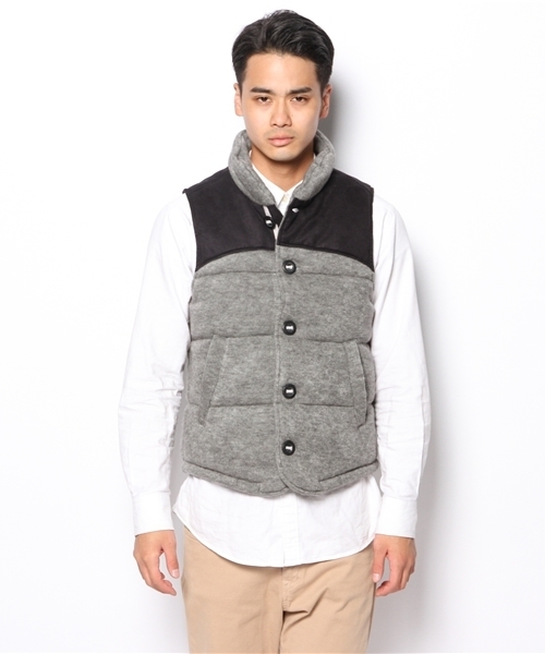 【キレイです！】Gympleh グレー ダウンベスト Denime（ドゥニーム）の「KNITSAW VEST（ダウンベスト）」 - WEAR