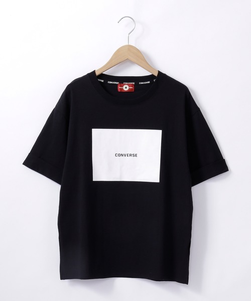 CONVERSE(コンバース)の「CONVERSE コンバース Chaco closet別注 センターボックス スクエアプリントロゴ オーバーサイズカットソー(Tシャツ/カットソー・レディース・ホワイト/ダークグリーン/パープル系その他/サンドベージュ/ネイビー/ブラック・FREE)」の7枚目の写真