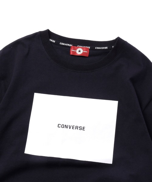 CONVERSE(コンバース)の「CONVERSE コンバース Chaco closet別注 センターボックス スクエアプリントロゴ オーバーサイズカットソー(Tシャツ/カットソー・レディース・ホワイト/ダークグリーン/パープル系その他/サンドベージュ/ネイビー/ブラック・FREE)」の10枚目の写真