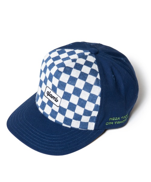 glamb(グラム)の「Checkered flag logo cap / チェッカーフラッグロゴキャップ(キャップ・メンズ・ネイビー/ブルー系その他/ブラック・FREE)」の2枚目の写真