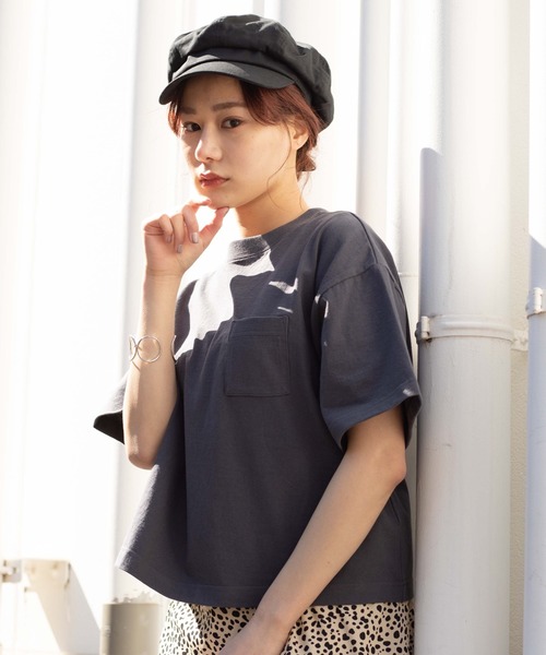 WEGO（ウィゴー）の「WEGO/USAコットンTシャツ（Tシャツ/カットソー・レディース・ホワイト/サックスブルー/ピンク/スミクロ/ライトベージュ・FREE）」の3枚目の写真