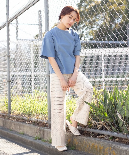 WEGO（ウィゴー）の「WEGO/USAコットンTシャツ（Tシャツ/カットソー・レディース・ホワイト/サックスブルー/ピンク/スミクロ/ライトベージュ・FREE）」の13枚目の写真