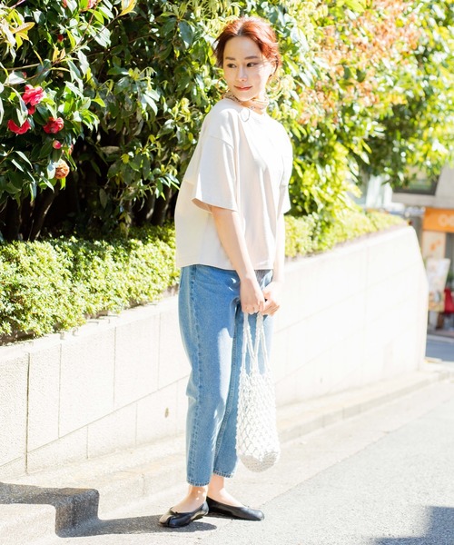 WEGO（ウィゴー）の「WEGO/USAコットンTシャツ（Tシャツ/カットソー・レディース・ホワイト/サックスブルー/ピンク/スミクロ/ライトベージュ・FREE）」の6枚目の写真