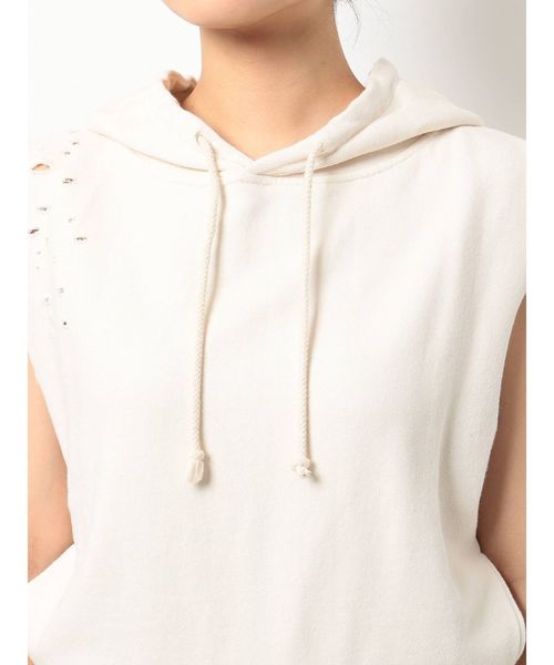 GYDA（ジェイダ）の「ダメージノースリーブパーカー（パーカー・レディース・ベージュ/アイボリー/カーキ/グレー・FREE）」の19枚目の写真