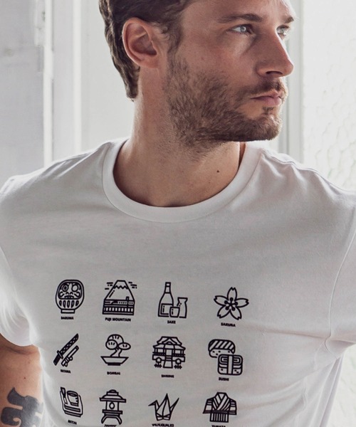 1piu1uguale3 RELAX（ウノピュウノウグァーレトレリラックス）の「1PIU1UGUALE3 RELAX(ウノピゥウノウグァーレトレ)JAPANモチーフTシャツ（Tシャツ/カットソー・メンズ・ホワイト/ブラック/ネイビー・S/M/L/XL/XXL）」の9枚目の写真