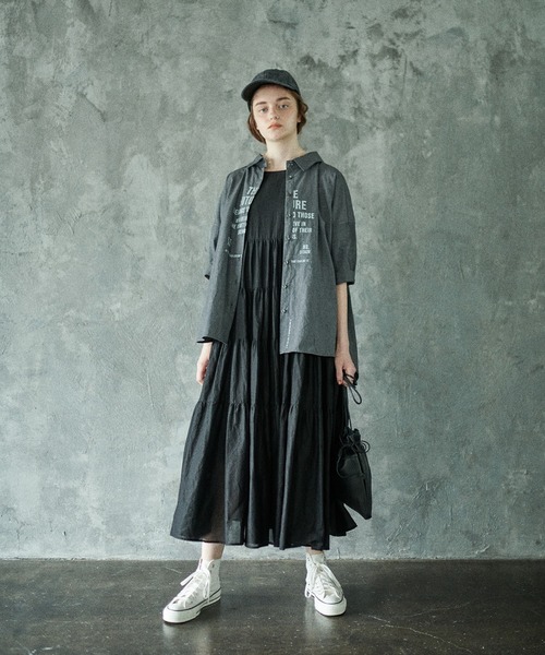 PUAL CE CIN（ピュアルセシン）の「ティアードワンピース（ワンピース・レディース・ブラック/ピンク/グレー/キャメル・FREE）」の2枚目の写真