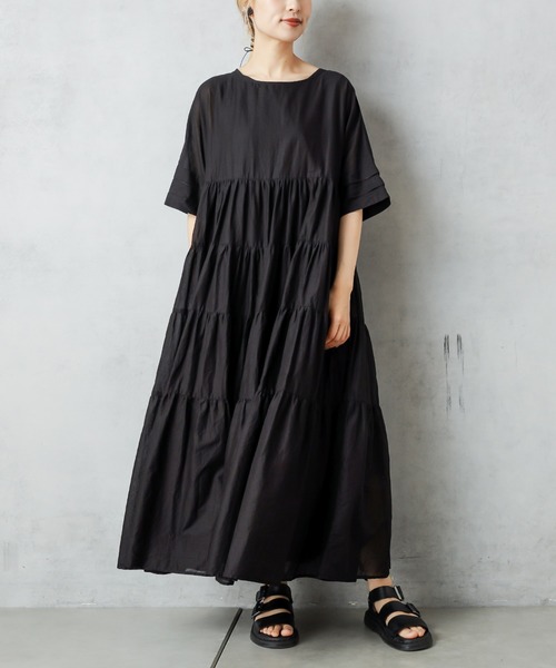 PUAL CE CIN（ピュアルセシン）の「ティアードワンピース（ワンピース・レディース・ブラック/ピンク/グレー/キャメル・FREE）」の7枚目の写真