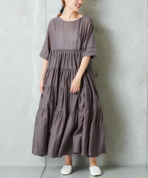 PUAL CE CIN（ピュアルセシン）の「ティアードワンピース（ワンピース・レディース・ブラック/ピンク/グレー/キャメル・FREE）」の16枚目の写真