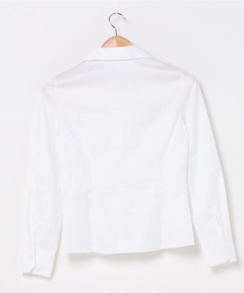 NARACAMICIE(ナラカミーチェ)の「先染めへリーンボーン胸元レース使い長袖ブラウス(シャツ/ブラウス・レディース・ホワイト/ライトグレー・SMALL/MEDIUM/LARGE)」の7枚目の写真