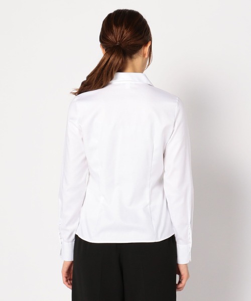 NARACAMICIE(ナラカミーチェ)の「先染めへリーンボーン胸元レース使い長袖ブラウス(シャツ/ブラウス・レディース・ホワイト/ライトグレー・SMALL/MEDIUM/LARGE)」の11枚目の写真