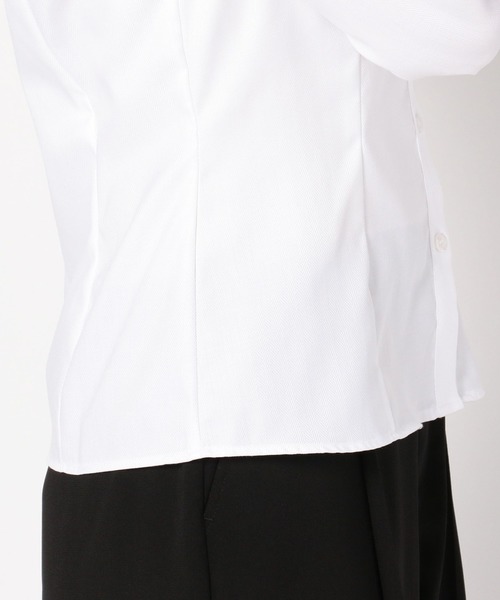 NARACAMICIE(ナラカミーチェ)の「先染めへリーンボーン胸元レース使い長袖ブラウス(シャツ/ブラウス・レディース・ホワイト/ライトグレー・SMALL/MEDIUM/LARGE)」の3枚目の写真