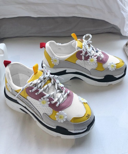 ディオール☆スニーカー プラットフォーム 厚底 コットン 花 DIOR | Walk'n'Dior プラットフォームスニーカー ディオール