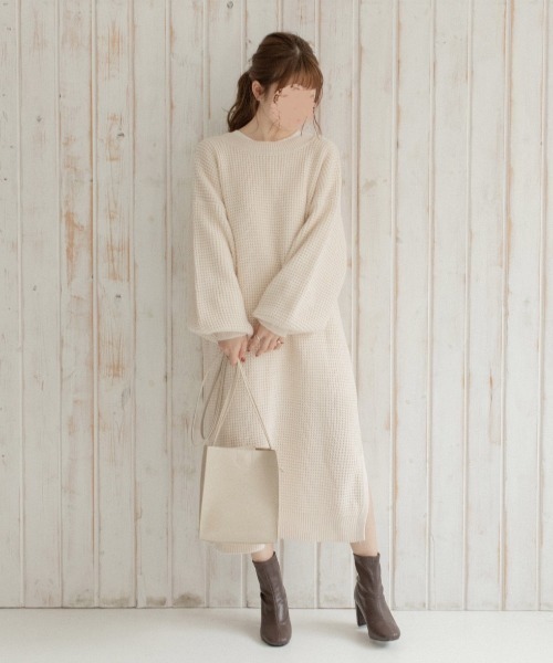 Mysa&Liina(ミーサリーナ)の「バックリボンワッフルニットワンピース(ワンピース・レディース・ブラック/オフホワイト/杢グレー・M)」の19枚目の写真