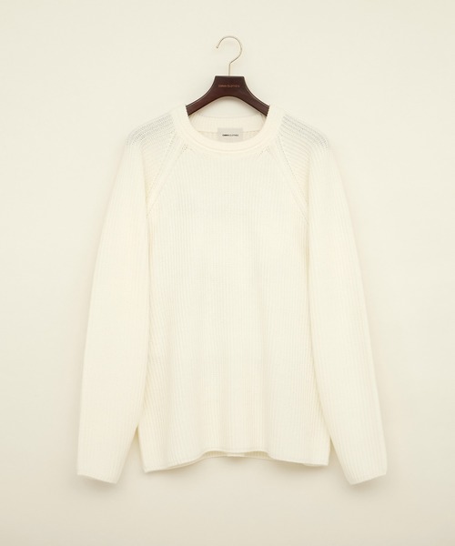EMMA CLOTHES(エマクローズ)の「オーバーサイズ畦編みラグランスリーブクルーネックニットプルオーバー (EMMA CLOTHES)(ニット/セーター・メンズ・ブラック/オフホワイト/ブラウン系その他/グレイッシュベージュ・FREE)」の2枚目の写真