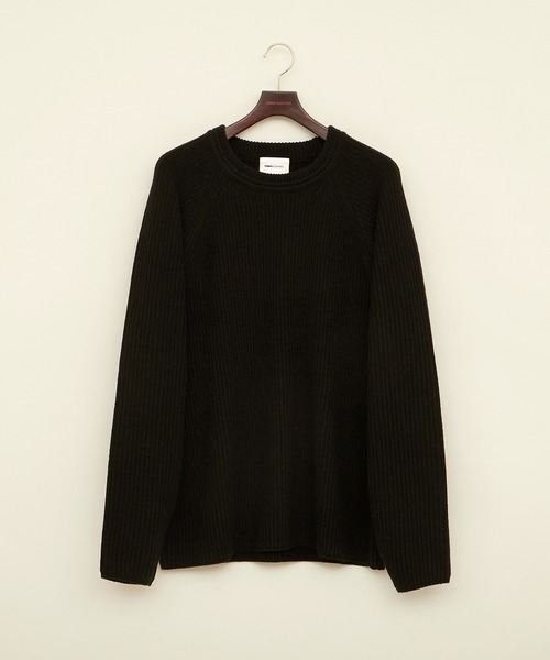 EMMA CLOTHES(エマクローズ)の「オーバーサイズ畦編みラグランスリーブクルーネックニットプルオーバー (EMMA CLOTHES)(ニット/セーター・メンズ・ブラック/オフホワイト/ブラウン系その他/グレイッシュベージュ・FREE)」の3枚目の写真