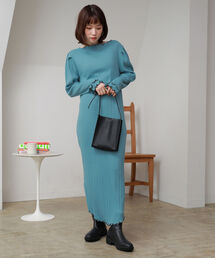 BeAMS DOT | 【WEB限定】BeAMS DOT / メロウ テレコリブ ニットワンピース(ワンピース)
