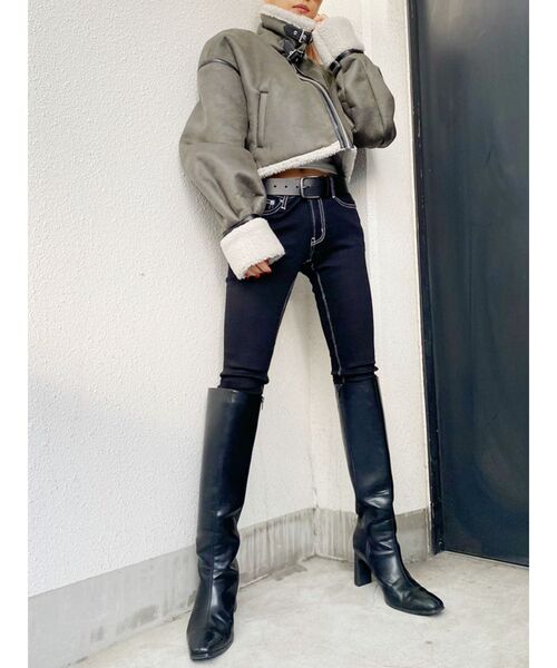 GYDA(ジェイダ)の「ボアドッキングショートジャケット(ブルゾン・レディース・ベージュ/カーキ・FREE)」の8枚目の写真