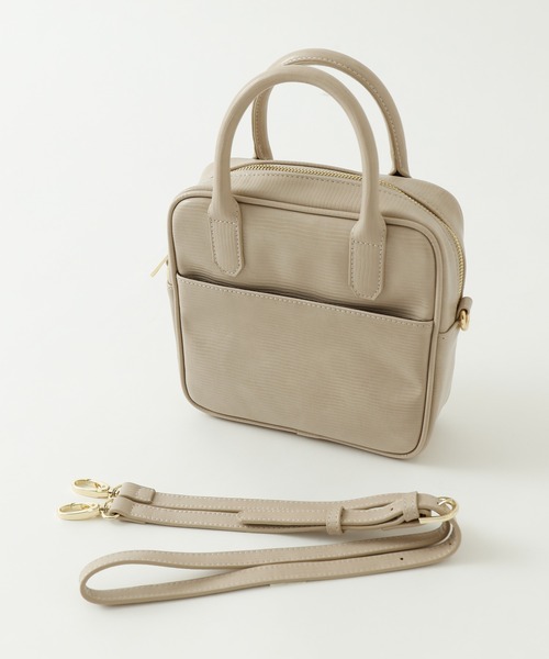 リザード ボストンバッグ ハンドバッグ ショルダー 2way ベージュ  