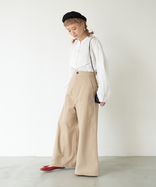 MERLOT（メルロー）の「ツイルバックタックワイドパンツ（チノパンツ・レディース・アイボリー/ベージュ・FREE）」の16枚目の写真