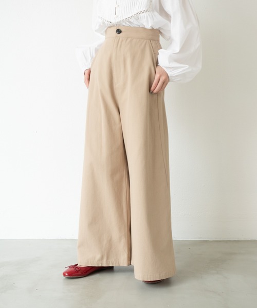 MERLOT（メルロー）の「ツイルバックタックワイドパンツ（チノパンツ・レディース・アイボリー/ベージュ・FREE）」の12枚目の写真