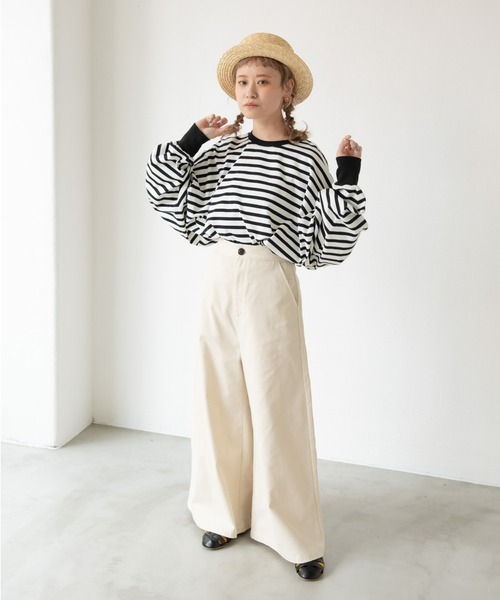 MERLOT（メルロー）の「ツイルバックタックワイドパンツ（チノパンツ・レディース・アイボリー/ベージュ・FREE）」の19枚目の写真