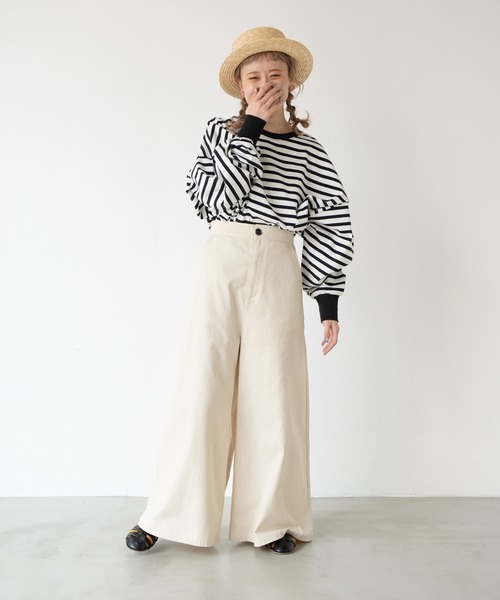MERLOT（メルロー）の「ツイルバックタックワイドパンツ（チノパンツ・レディース・アイボリー/ベージュ・FREE）」の4枚目の写真