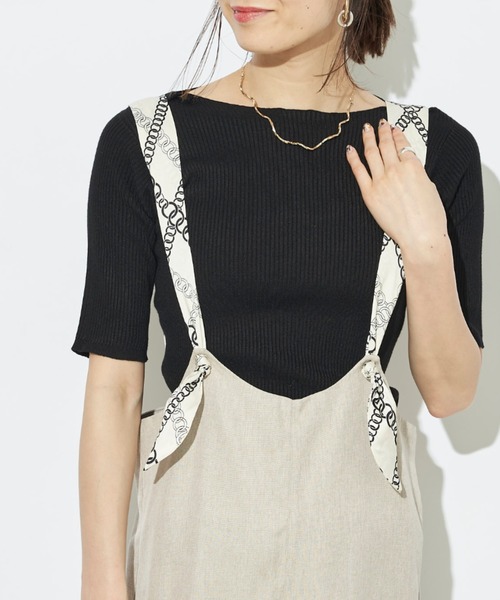 prose verse（プロズヴェール）の「ボートネック半袖リブニットプルオーバー（ニット/セーター・レディース・ブラック/パープル/アイボリー/グレイッシュベージュ/ライム・ﾌﾘ-）」の18枚目の写真