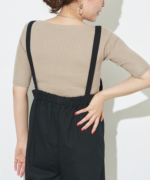 prose verse（プロズヴェール）の「ボートネック半袖リブニットプルオーバー（ニット/セーター・レディース・ブラック/パープル/アイボリー/グレイッシュベージュ/ライム・ﾌﾘ-）」の22枚目の写真