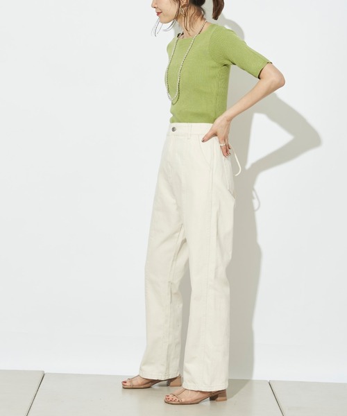 prose verse（プロズヴェール）の「ボートネック半袖リブニットプルオーバー（ニット/セーター・レディース・ブラック/パープル/アイボリー/グレイッシュベージュ/ライム・ﾌﾘ-）」の19枚目の写真