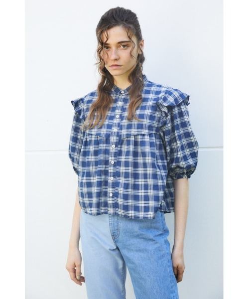 moussy (マウジー)チェックブラウス MOUSSY（マウジー）の「PUFF SLEEVE CHECK シャツ（シャツ